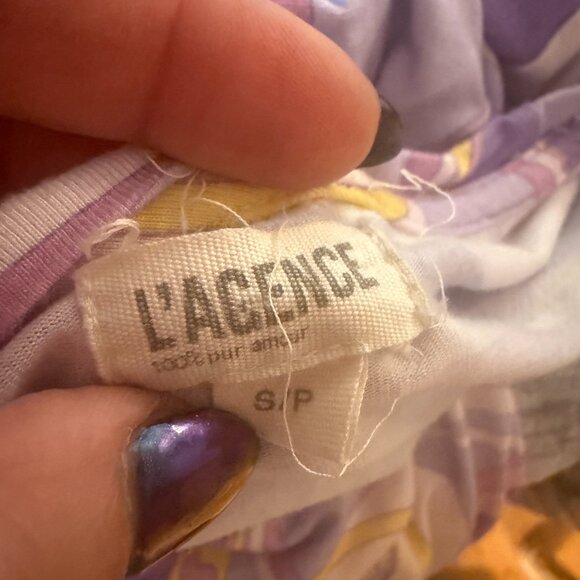 L'Agence Ressi Purple Swirl Print Fitted Tee - Picture 3 of 3